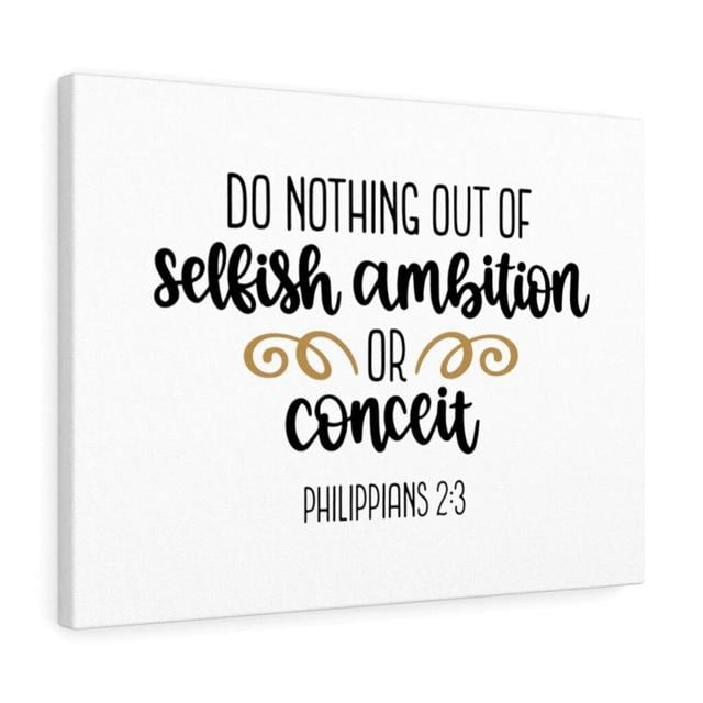 No Selfish Ambition & Conceit Philippians 2:3 - Wrapped Canvas Typography Blue Elephant Size: 61cm H x 76cm W on Productcaster.