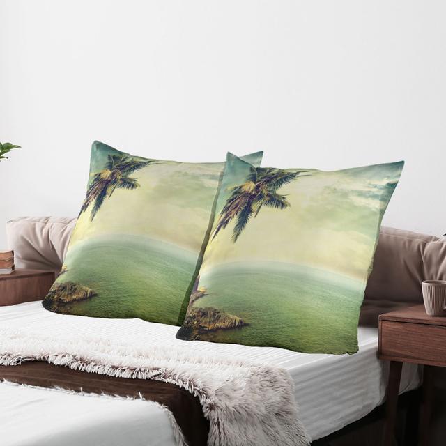 Palm Tree Rocky Shore Microfiber / Polyester Sham (Set of 2) East Urban Home on Productcaster.