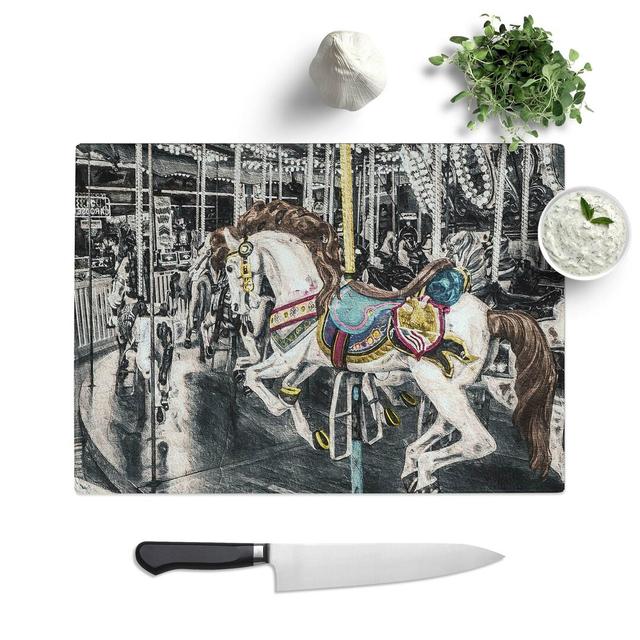 Tempered Glass Carousel Horse Chopping Board East Urban Home Size: 28.5 cm W x 20 cm L on Productcaster.