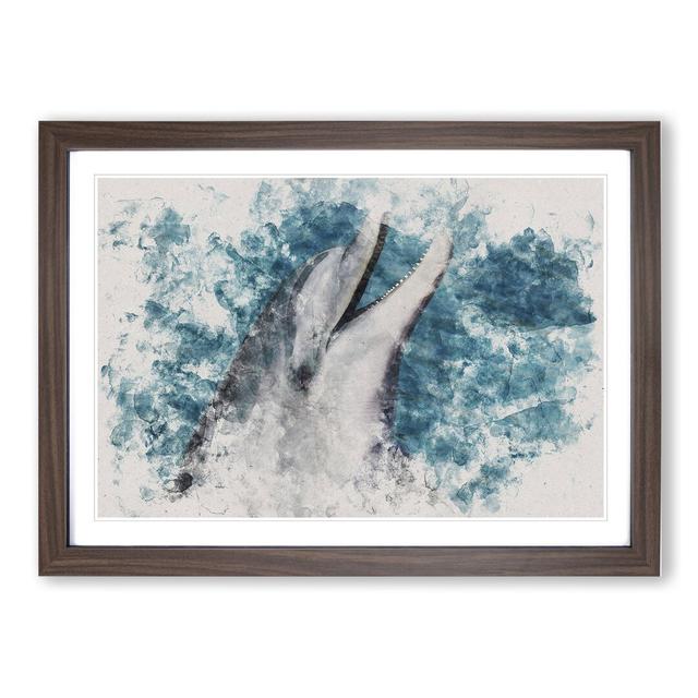 Dolphin - Picture Frame Graphic Art East Urban Home Size: 65cm H x 90cm W x 2cm D, Frame Option: Walnut on Productcaster.