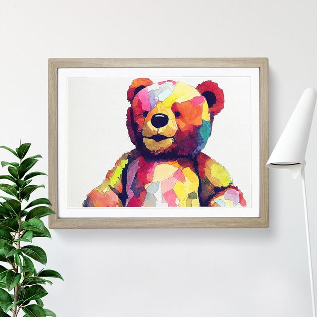 Expressive Teddy Bear - Picture Frame Graphic Art Latitude Run Size: 46cm H x 64cm W x 2cm D, Frame Colour: Oak Framed on Productcaster.