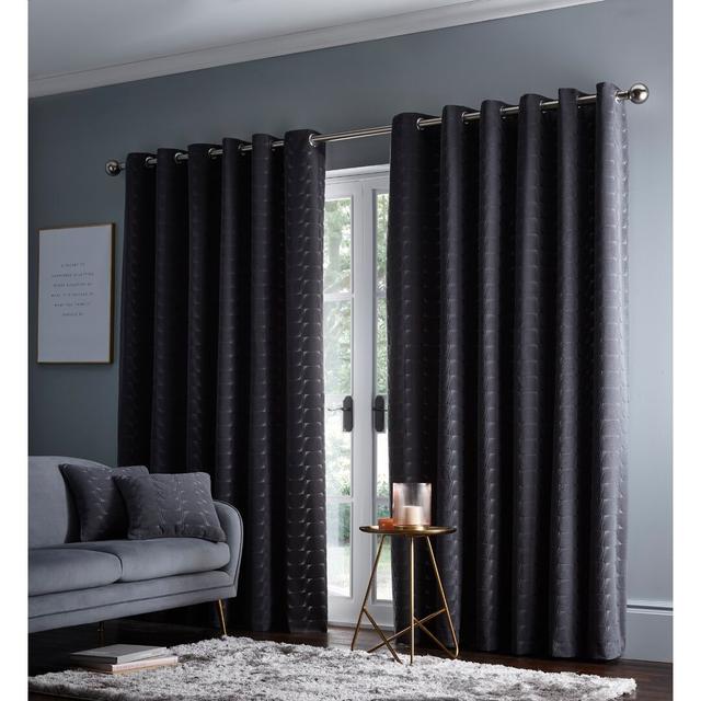 Kajo Polyester Room Darkening Grommet / Eyelet Curtains / Drapes Pair (Set of 2) 17 Stories Colour: Charcoal, Panel Size: 229 W x 229 D cm on Productcaster.