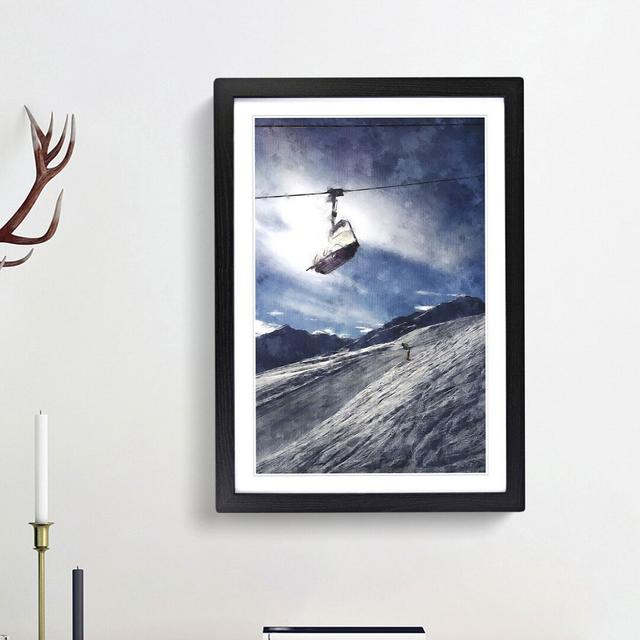 Ski Lift in the Alps - Picture Frame Painting Print on MDF East Urban Home Frame Option: Black Framed, Size: 63cm H x 45cm W x 2cm D on Productcaster.