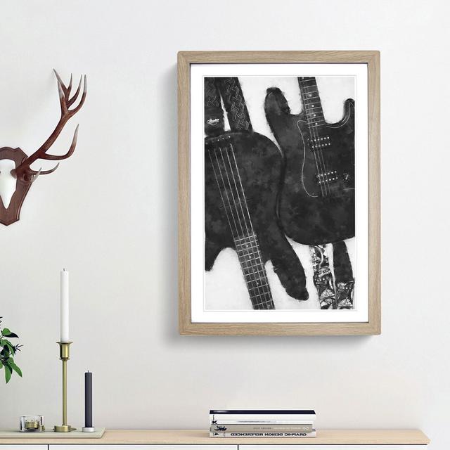 Bass & Electric Guitar - Picture Frame Graphic Art Print East Urban Home Frame Option: Oak Framed, Size: 87cm H x 62cm W x 2cm D on Productcaster.