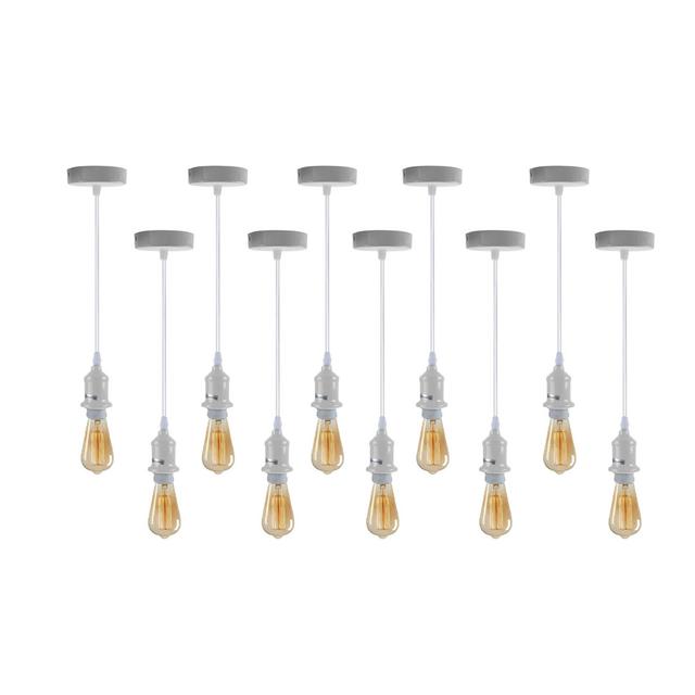 Adji 10 Pack Industrial Pendant Light Fitting, Lampshade Addable E27 Lamp Holder For Ceiling Hanging Light, E27 UK Holder Fitting Set With PVC Cable ( on Productcaster.