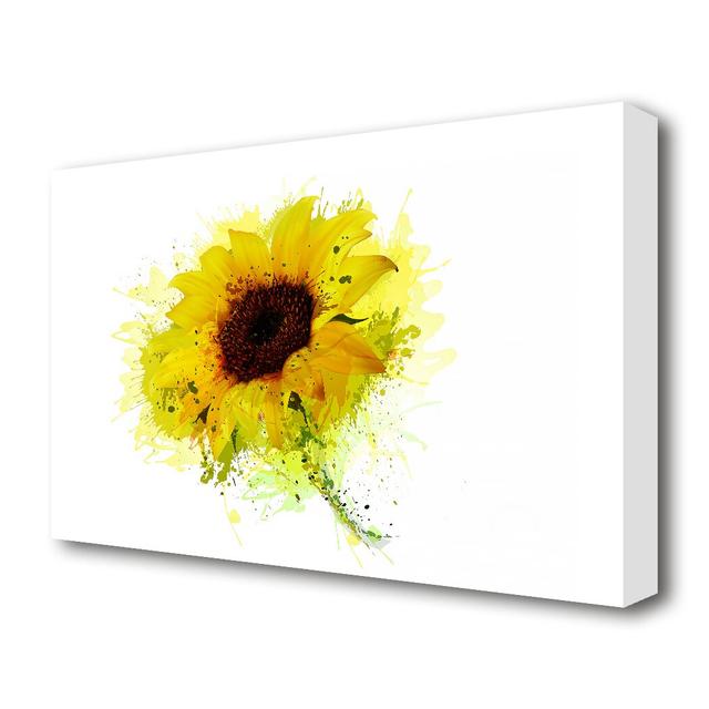 'Sunflower Splash 1 Flowers' Graphic Art Print on Canvas East Urban Home Size: 50.8 cm H x 81.3 cm W on Productcaster.