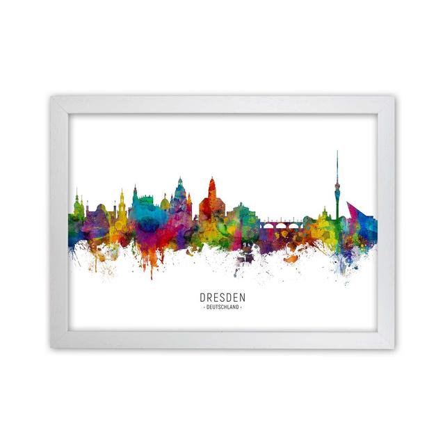 Dresden Deutschland Skyline by Michael Tompsett - Graphic Art Latitude Run Format: White Framed, Size: 46cm H x 63cm W x 3cm D on Productcaster.