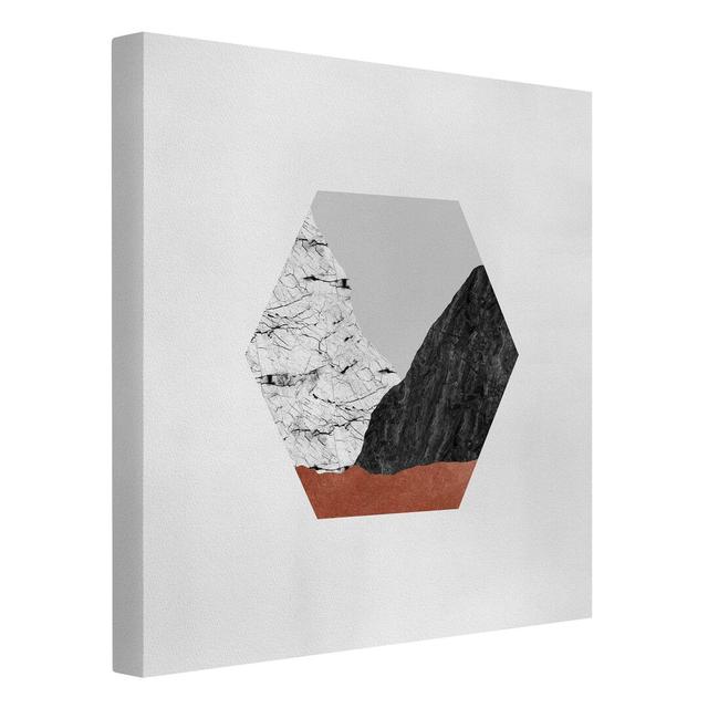 Mountains Of Copper Geometry In A Hexagon - Wrapped Canvas Rectangle Graphic Art on Canvas Union Rustic Size: 70cm H x 70cm W on Productcaster.