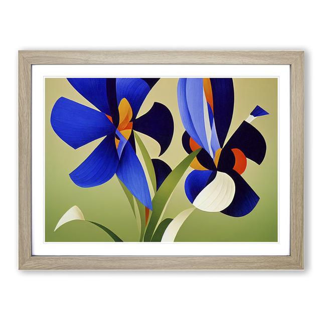 Iris Flowers Abstract - Picture Frame Graphic Art ClassicLiving Size: 46cm H x 64cm W x 2cm D, Frame Colour: Oak on Productcaster.