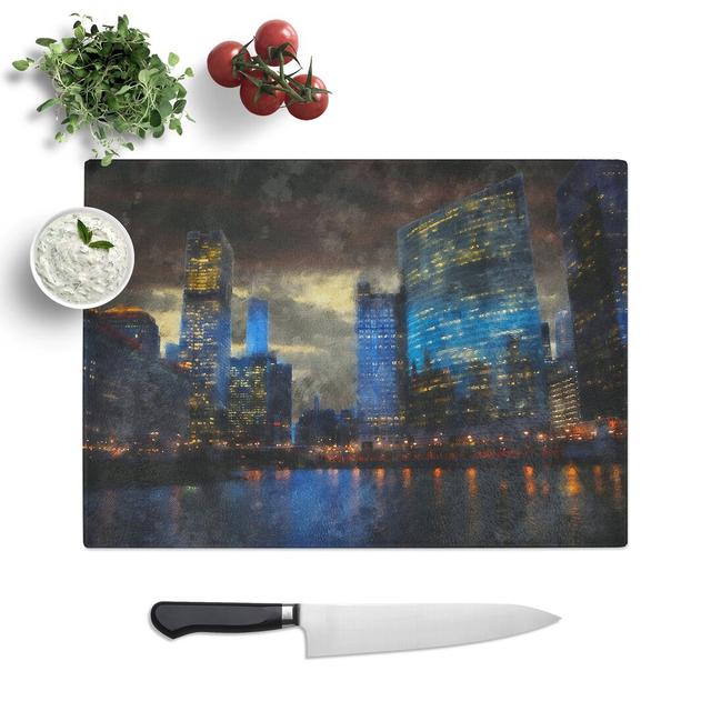 Downtown Chicago Skyline Painting Chopping Board East Urban Home Size: 20cm W x 28.5cm L on Productcaster.