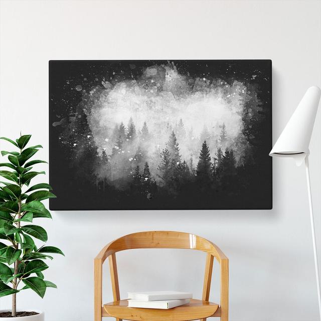 The Misty Forest Paint Splash - Wrapped Canvas Print East Urban Home Size: 60cm H x 91cm W x 3cm D on Productcaster.