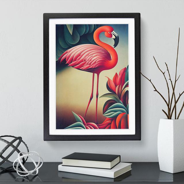 Curious Flamingo - Picture Frame Graphic Art Bay Isle Home Size: 46cm H x 34cm W x 2cm D, Frame Colour: Black on Productcaster.