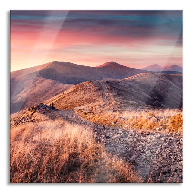 Stone Landscape at Sunset - Unframed Photograph on Glass Union Rustic Size: 60cm H x 60cm W x 0.4cm D on Productcaster.