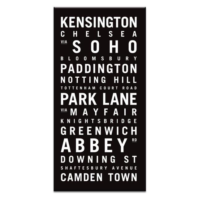 'London 2' by Tram Scrolls Framed Typography on Wrapped Canvas East Urban Home Size: 62.5cm H x 32.5cm W x 4.5cm D on Productcaster.