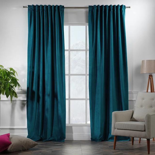 Extra Long & Extra Wide Matte Velvet Curtain Panel Lilijan Home & Curtain Curtain Colour: Celestial Blue, Panel Size: 140cm Width x 325cm Drop on Productcaster.