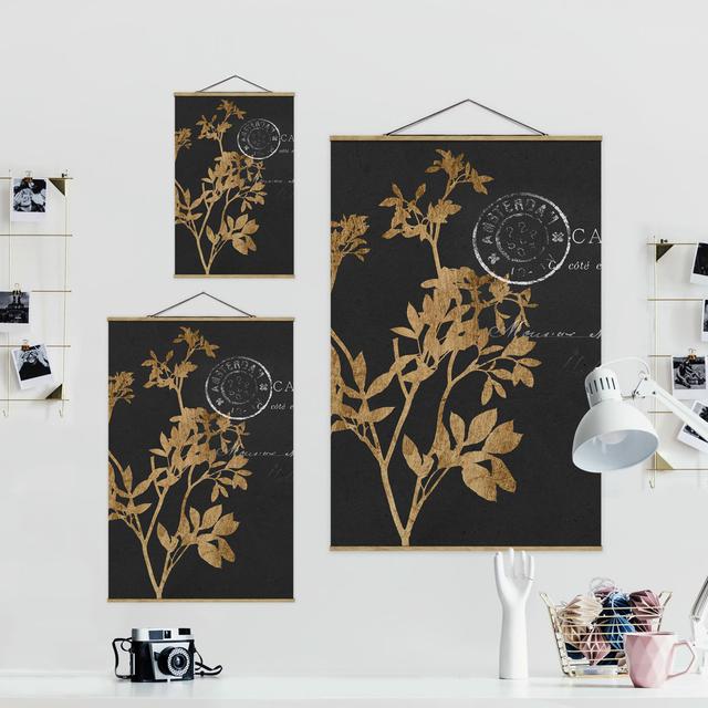 Golden Leaves on Mocha I - Art Print Ebern Designs Size: 75cm H x 50cm W x 0.3cm D on Productcaster.