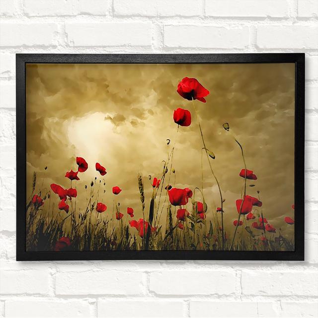 Red Poppy Skies - Single Picture Frame Print Rosalind Wheeler Size: 59.7cm H x 84.1cm W x 3cm D, Format: Black/Wanut Framed Paper on Productcaster.