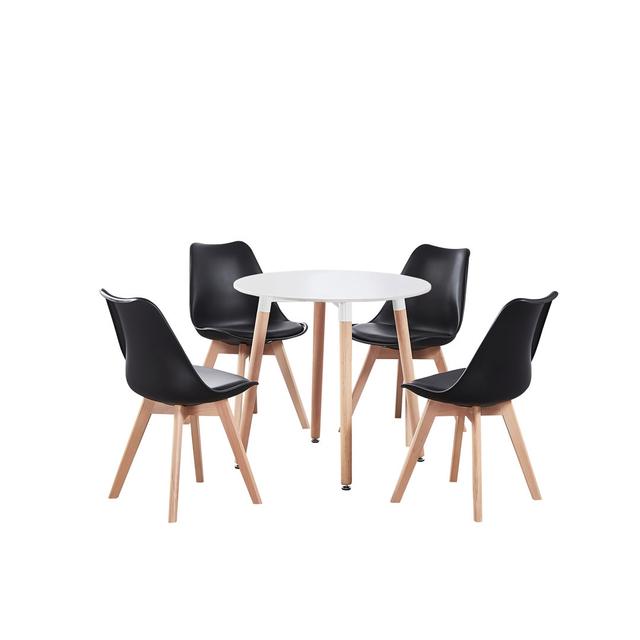 Christy 4 - Person Dining Set Isabelline Colour (Chair): Black, Colour (Table Top): White on Productcaster.