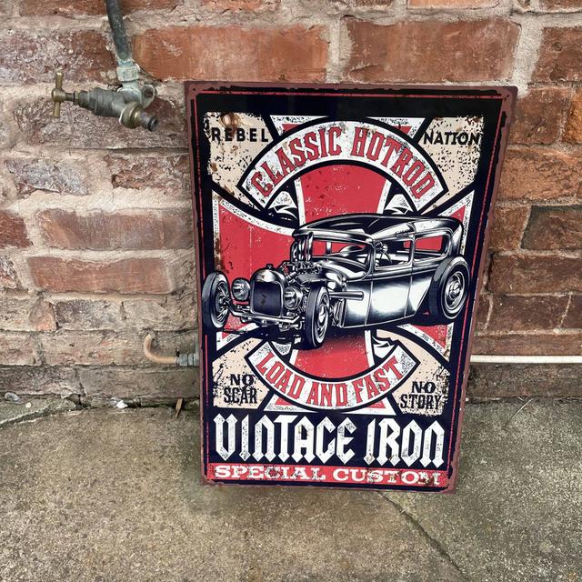 Classic Hotrod Iron Garage Wall Décor East Urban Home Size: 40cm H x 28cm W on Productcaster.