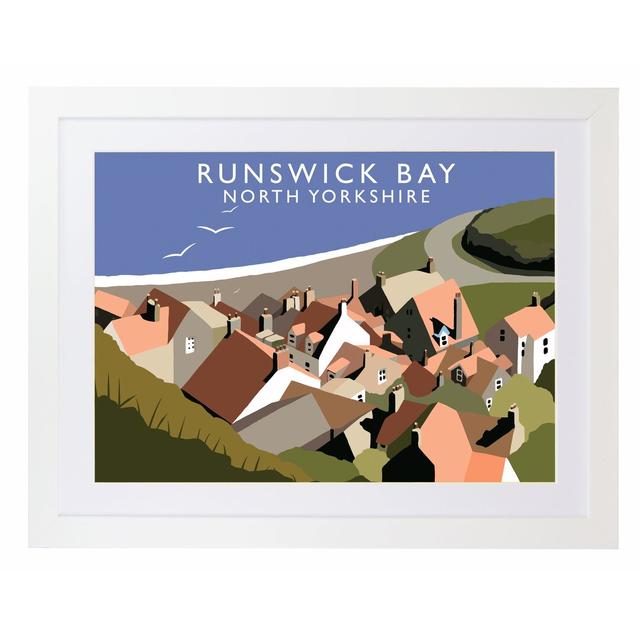 'Runswick Bay' by Richard O'Neil - Graphic Art Print on Paper East Urban Home Format: White Wood Frame, Size: 33.5 cm H x 43.5 cm W x 2.2 cm D on Productcaster.