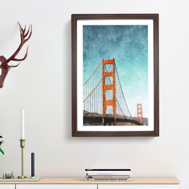 The Golden Gate Bridge Abstract - Picture Frame Painting Print East Urban Home Frame Option: Walnut Framed, Size: 87cm H x 62cm W x 2cm D on Productcaster.