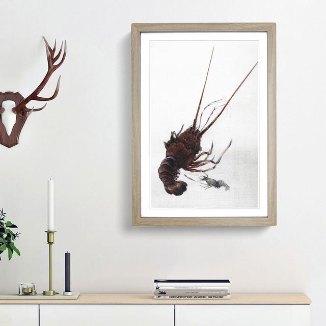 Crayfish by Watanabe Seitei - Picture Frame Painting Print East Urban Home Size: 87cm H x 62cm W x 2cm D, Frame Option: Oak Framed on Productcaster.