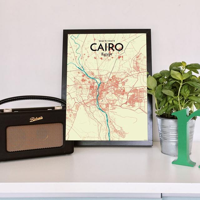 Cairo City Map - Unframed Graphic Art Print on Paper East Urban Home Size: 61cm H x 45.7cm W x 0.13cm D on Productcaster.