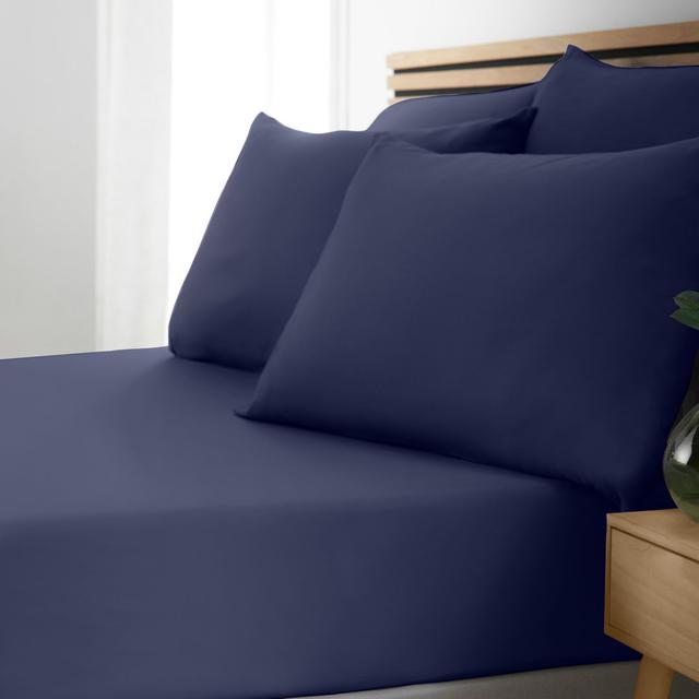 So Soft Easy Iron Fitted Sheet Catherine Lansfield Size: Double (4'6), Colour: Navy on Productcaster.