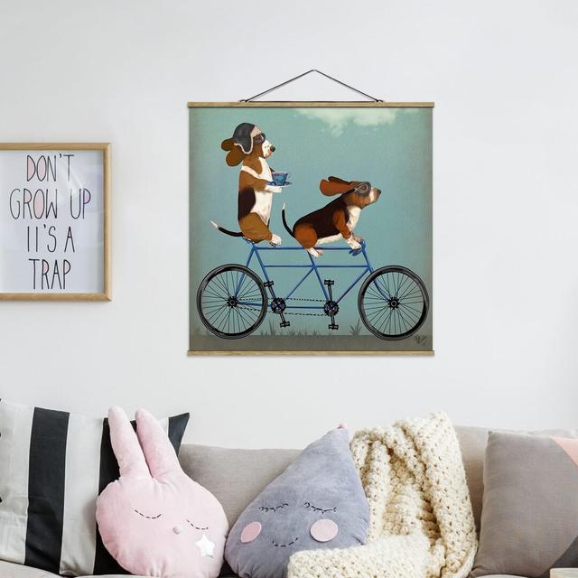 Fabric Picture With Poster Bars - Bike Tour - Bassets Tandem - Square 1:1 Maturi Size: 100cm H x 100cm W x 0.3cm D on Productcaster.