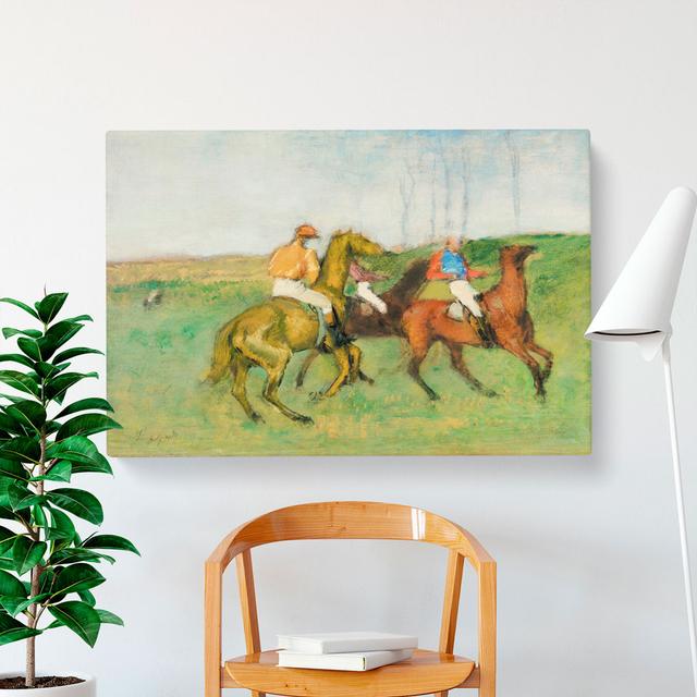 Jockeys And Race Horses by Edgar Degas - Wrapped Canvas Painting East Urban Home Size: 35cm H x 50cm W x 3cm D on Productcaster.