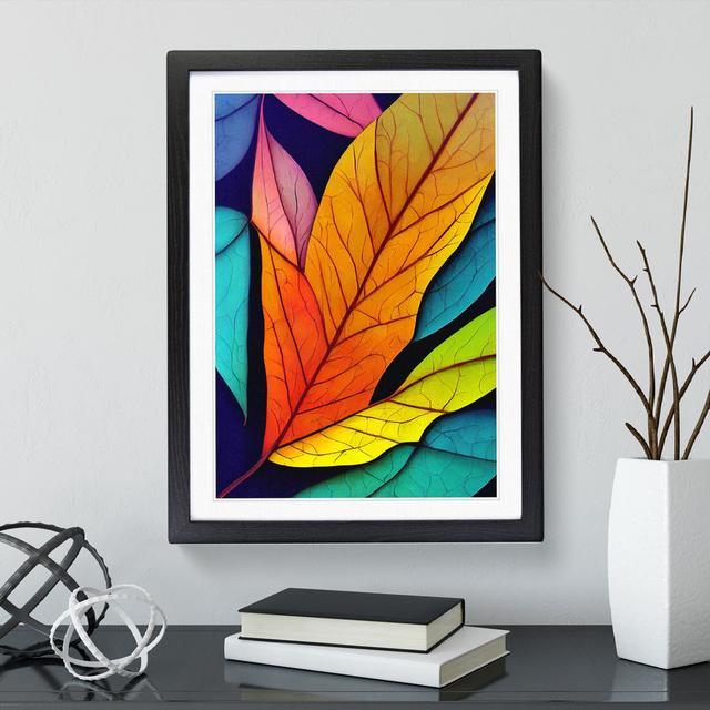 Leaves in Technicolour No.2 - Picture Frame Graphic Art Marlow Home Co. Frame Colour: Black, Size: 34cm H x 25cm W x 2cm D on Productcaster.