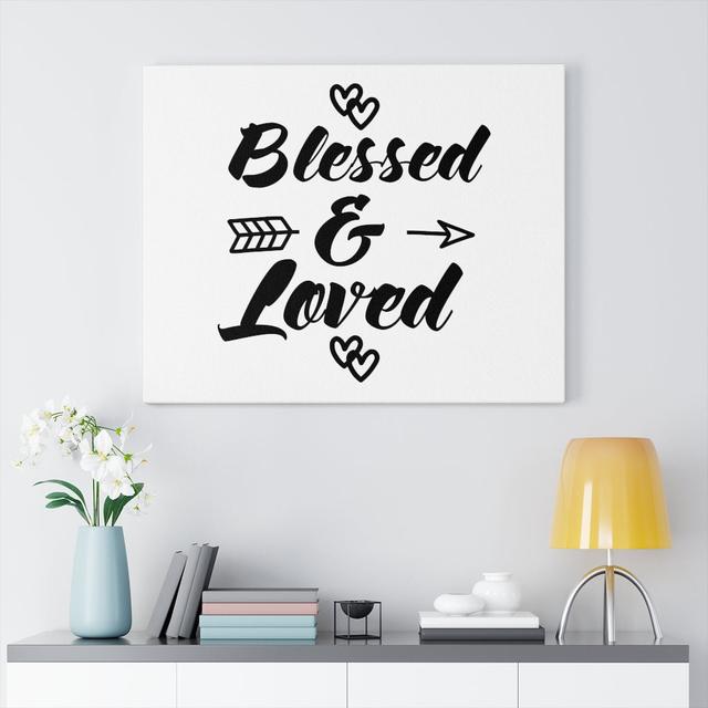 Blessed And Loved - Wrapped Canvas Print Blue Elephant Size: 30cm H x 41cm W on Productcaster.