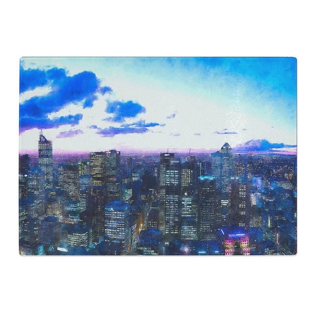 Tempered Glass Melbourne Australia Skyline at Dusk Chopping Board East Urban Home Size: 28.5 cm x 39 cm on Productcaster.