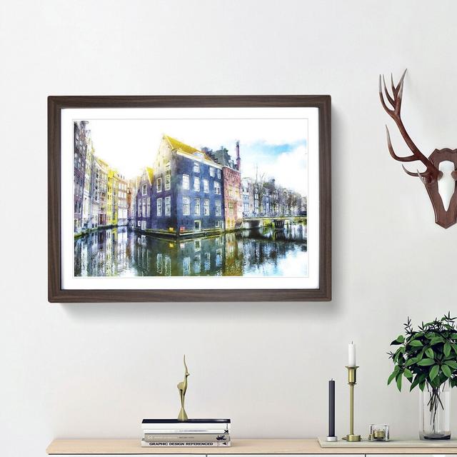 Reflections of Amsterdam - Picture Frame Painting Print East Urban Home Size: 33cm H x 45cm W x 2cm D, Frame Option: Walnut Framed on Productcaster.