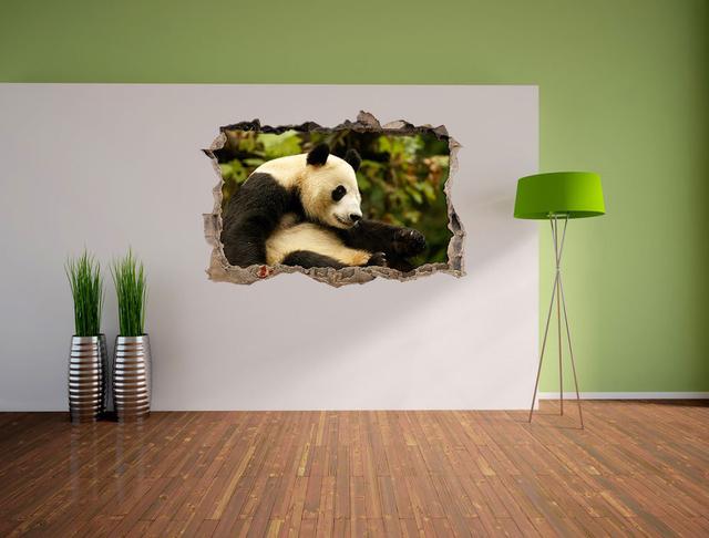 Niedlicher Panda im Wald Wandaufkleber East Urban Home Größe: 62 cm H x 92 cm B x 0,02 cm T on Productcaster.