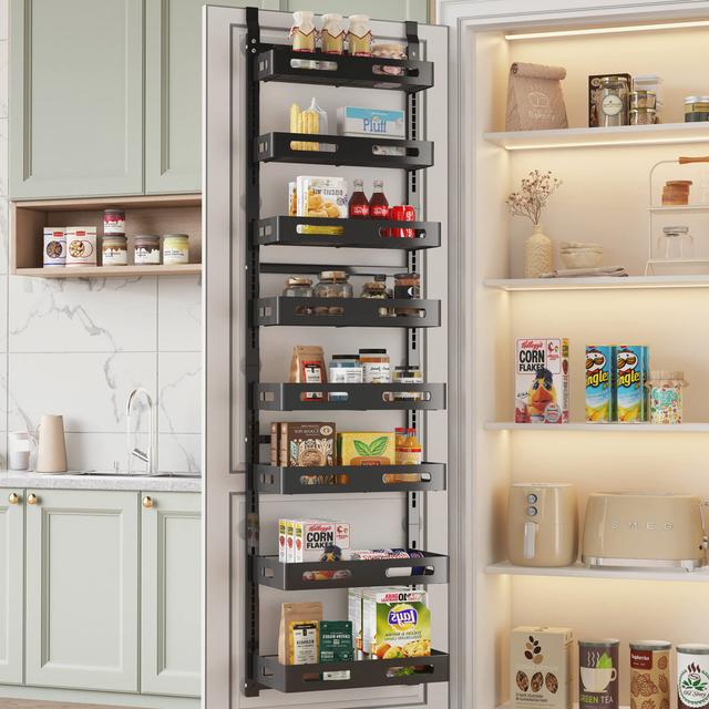 8-Tier Over Door Spice Rack,Hanging Door Storage Kitchen,Over Door Storage Kitchen,Pantry Organizer Metal Hanging Kitchen Spice Rack Can Organizer(Bla on Productcaster.