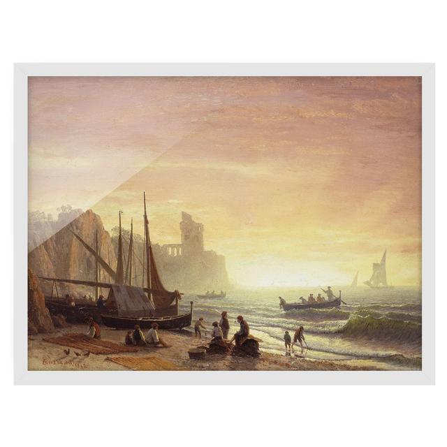 Fishing Fleet by Albert Bierstadt - Picture Frame Graphic Art Longshore Tides Size: 70cm H x 100cm W x 2cm D, Frame Option: White Framed on Productcaster.