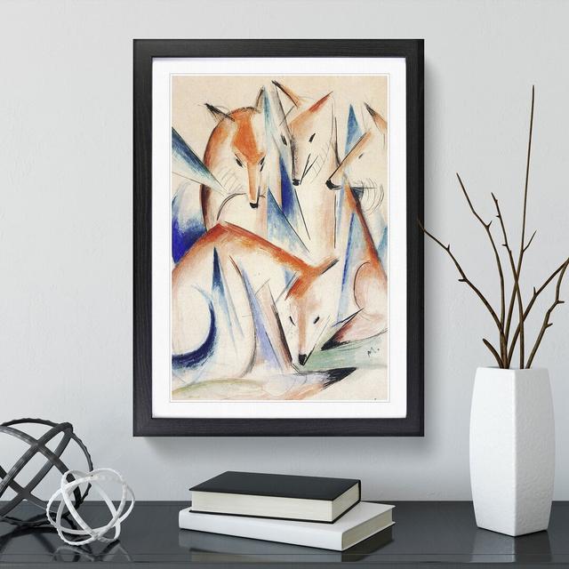 Group of Foxes by Franz Marc - Picture Frame Painting on MDF East Urban Home Frame Option: Black Framed, Size: 48cm H x 36cm W x 2cm D on Productcaster.