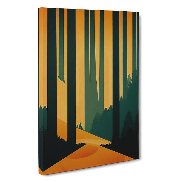 Block Print Forest Abstract No.2 - Graphic Art Alpen Home Format: Wrapped Canvas, Size: 50cm H x 35cm W x 3cm D, Matte Colour: No Matte on Productcaster.