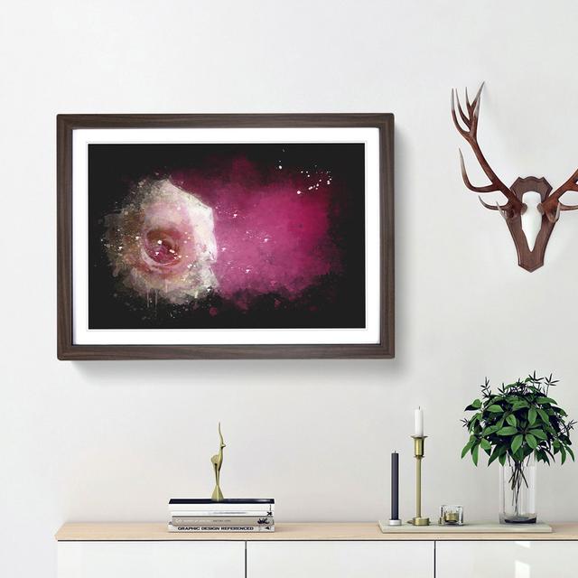 Lone Pink Rose Paint Splash - Picture Frame Graphic Art East Urban Home Frame Option: Walnut Framed, Size: 45cm H x 63cm W x 2cm D on Productcaster.