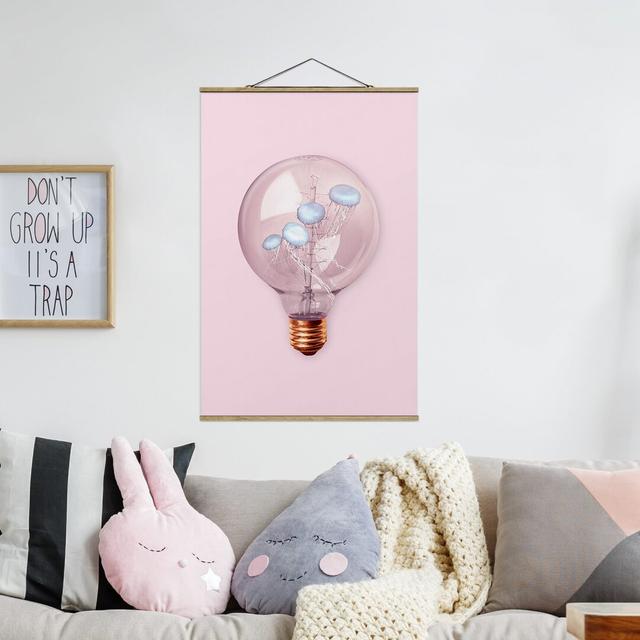 Light Bulb With Jellyfish by Jonas Loose - Graphic Art Print Highland Dunes Size: 150cm H x 100cm W x 0.3cm D on Productcaster.