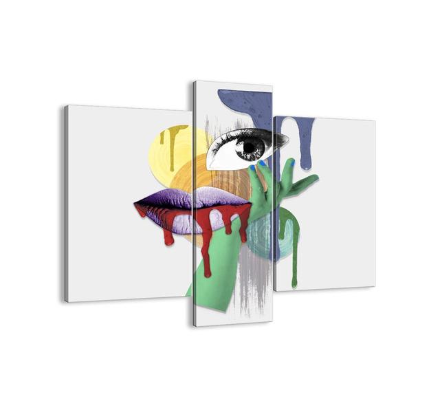 Deconstructed Portrait - 3 Piece Unframed Graphic Art Print Set on Canvas Latitude Run Size: 80cm H x 95cm W x 1.8cm D on Productcaster.