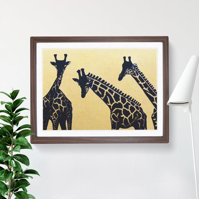 XH1022-9226X Trio Of Giraffes Abstract - Single Picture Frame Painting World Menagerie Frame Colour: Walnut, Size: 46cm H x 64cm W x 2cm D on Productcaster.