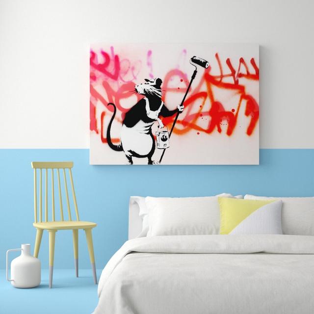 Rat Decorator by Banksy - Wrapped Canvas Graphic Art Print East Urban Home Size: 101.6 cm H x 142.2 cm W on Productcaster.