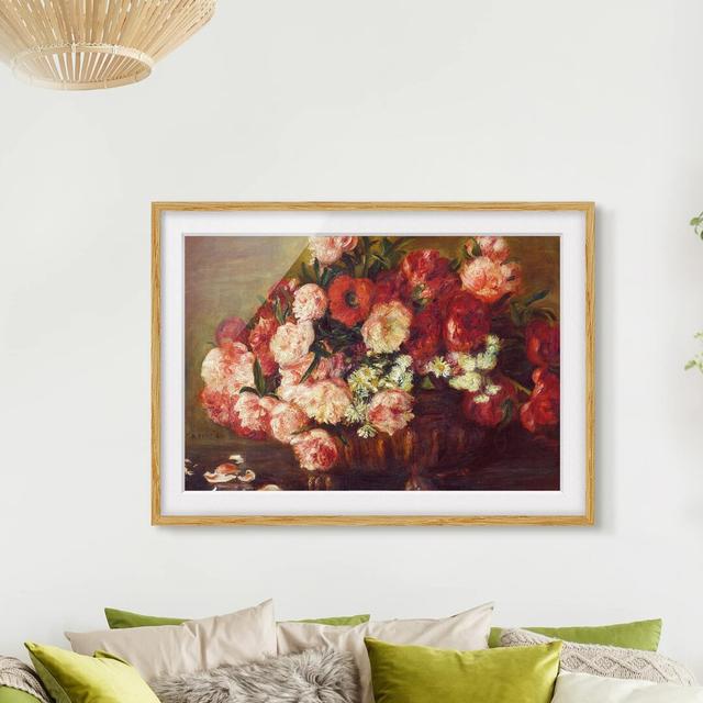 Gerahmtes Poster Still Life with Peonies von Auguste Renoirs ClassicLiving Rahmenauswahl: Brauner Rahmen, Maße: 30 cm H x 40 cm B x 2 cm T on Productcaster.