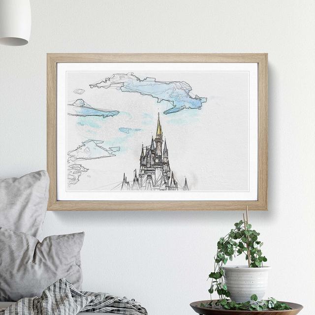 Magic Kingdom Castle in Abstract - Picture Frame Graphic Art Print East Urban Home Size: 40cm H x 60cm W x 2cm D, Frame Option: Oak on Productcaster.