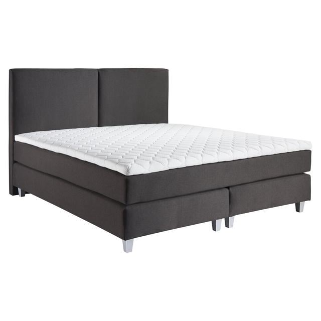 Echtes Boxspringbett Houk mit Kaltschaum Topper ModernMoments Farbe: Grau, Härtegrad der Matratze: H3 - ca. 75 bis 100 kg /H4 - ab ca. 100 kg, Liegefl on Productcaster.