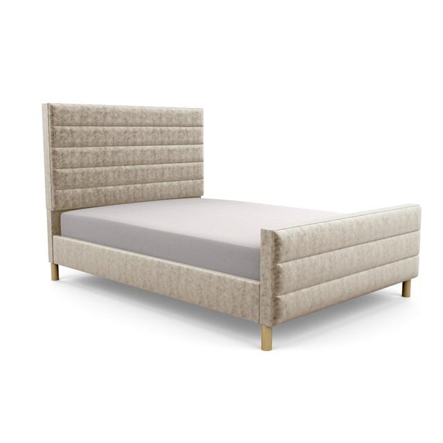 Premium Beaumere Upholstered Bed Frame Brayden Studio Upholstery Material: Crushed Velvet, Size: Single (3'), Upholstery Colour: Cream on Productcaster.