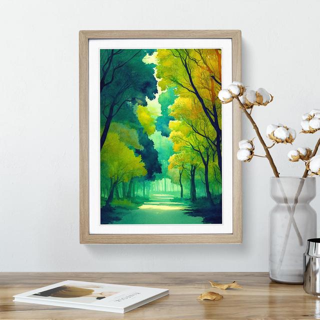 A Relaxing Forest No.1 - Single Picture Frame Print Marlow Home Co. Size: 64cm H x 46cm W x 2cm D, Frame Colour: Oak on Productcaster.