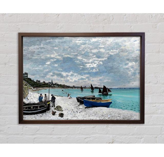 Monet The Beach At Sainte-Adresse Framed Print - Picture Frame Graphic Art on Canvas Longshore Tides Size: 84.1cm H x 118.9cm W x 3.3cm D, Format: Wal on Productcaster.